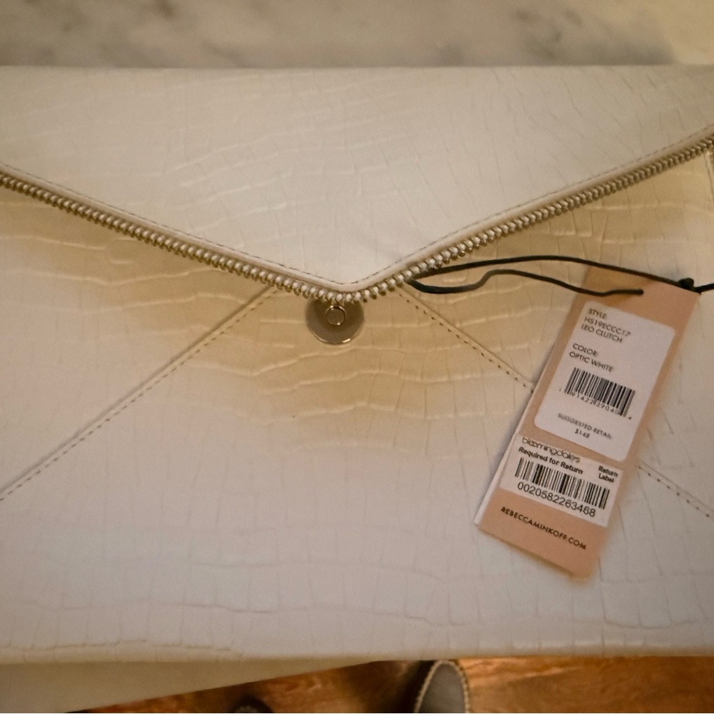 Rebecca Minkoff Chic White Croc-Embossed Clutch